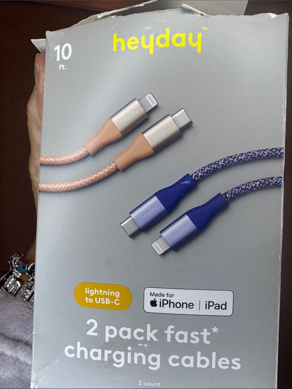 heyday Lightning to USB-C Charging Cables - Rose Gold & Purple